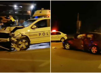 Accident cu mașina de poliție în zona Grădinii Zoologice din Sibiu