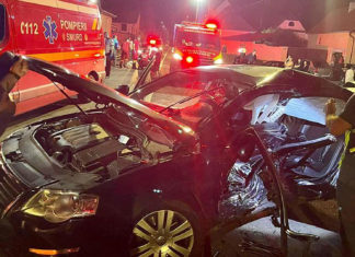 Șofer din Oradea, băut şi aflat sub influenţa drogurilor, surprins cu 125 de kilometri la oră pe străzile din Sibiu. A încercat să scăpe de poliţişti dar a lovit altă maşină, cinci persoane fiind rănite